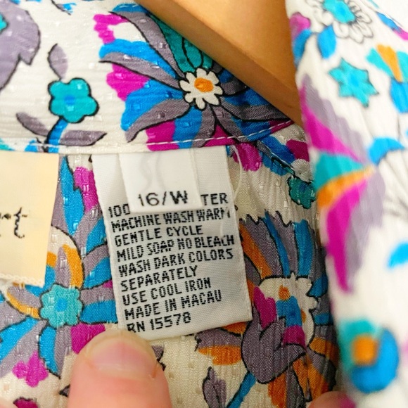 vintage • Schrader Sport long sleeve floral 1970s 1980s shirt dress • 16W - Picture 3 of 8